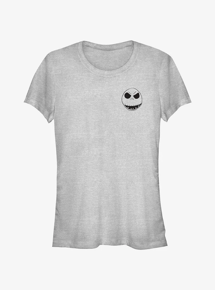 The Nightmare Before Christmas Jack Face Outline Pocket Girls T-Shirt