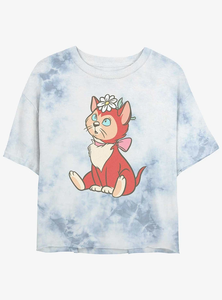 Disney Alice Wonderland Dinah Pose Girls Tie-Dye Crop T-Shirt