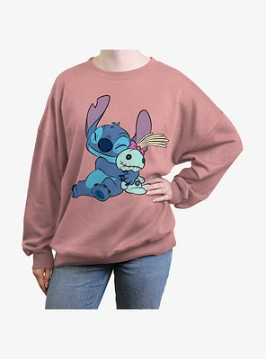 Disney Lilo & Stitch Hugging Scrump Girls Oversized Sweatshirt