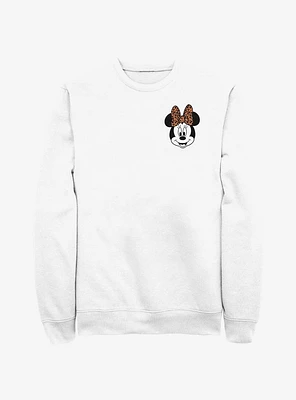 Disney Minnie Mouse Face Leopard Pocket Sweatshirt