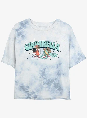 Disney Cinderella Jaq And Gus Girls Tie-Dye Crop T-Shirt