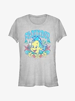 Disney The Little Mermaid Flounder Floral Wreath Girls T-Shirt