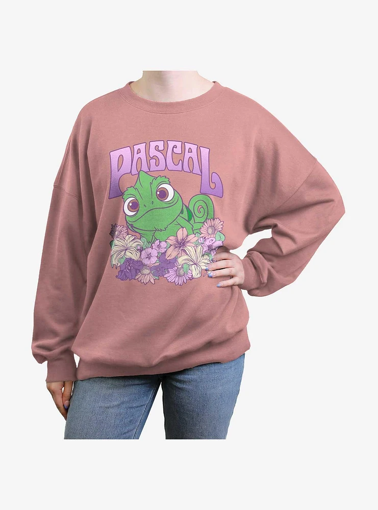 Disney Tangled Flowery Pascal Girls Oversized Sweatshirt