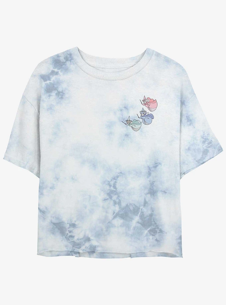 Disney Sleeping Beauty Fairy Trio Pocket Girls Tie-Dye Crop T-Shirt