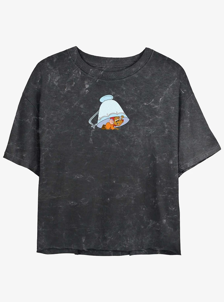 Disney Cinderella Jaq Under The Teacup Girls Mineral Wash Crop T-Shirt