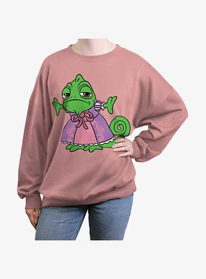 Disney Tangled Pascal On Dress Girls Oversized Sweatshirt
