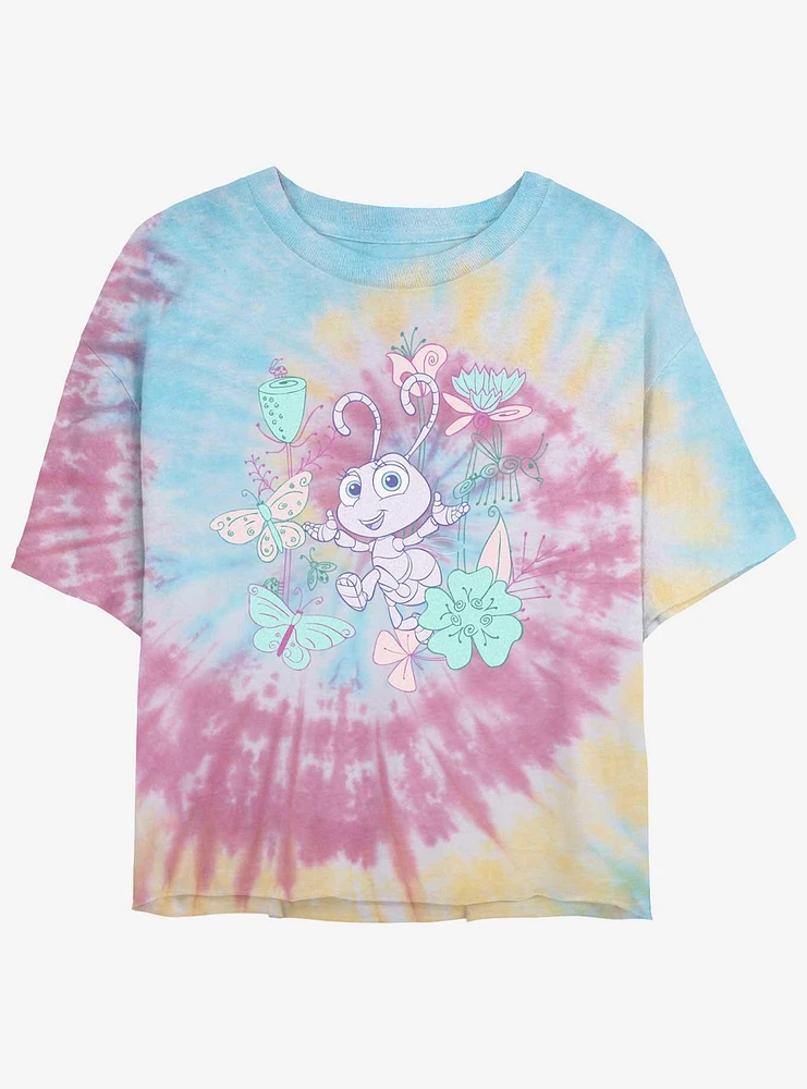 Disney A Bugs Life Princess Dot Girls Tie-Dye Crop T-Shirt