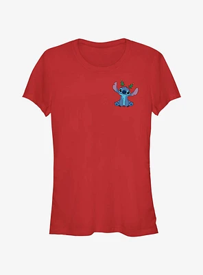 Disney Lilo & Stitch With Tree Ears Pocket Girls T-Shirt