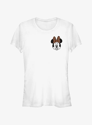 Disney Minnie Mouse Face Leopard Pocket Girls T-Shirt