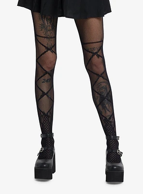 Black Bow Crisscross Fishnet Tights