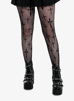 Leg Avenue Black Cross Fishnet Tights