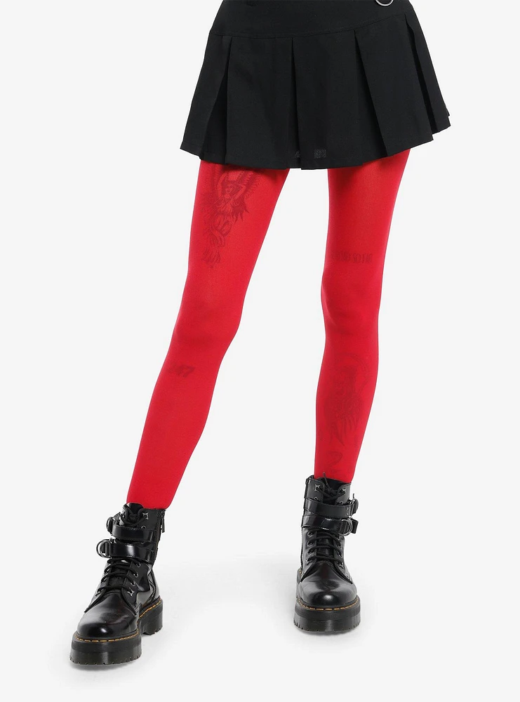 Red Opaque Tights