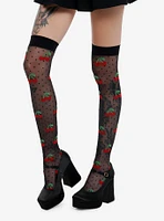 Leg Avenue Black Cherry Polka Dot Thigh Highs