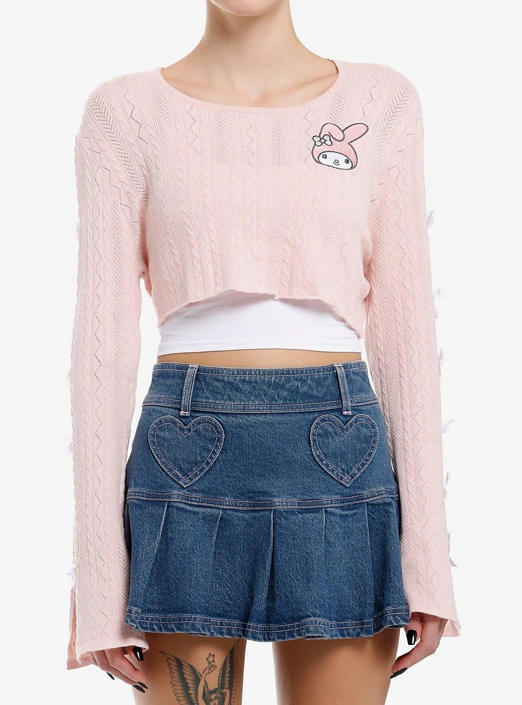 My Melody Pastel Bow Bolero Girls Crop Long-Sleeve Top