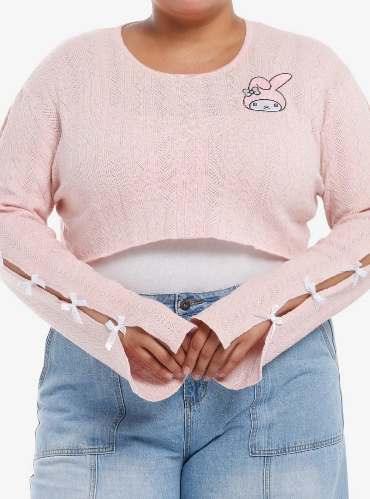 My Melody Pastel Bow Bolero Girls Crop Long-Sleeve Top Plus