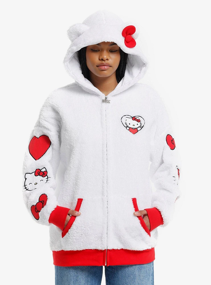 Hello Kitty 3D Ears Patch Girls Sherpa Hoodie