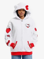 Hello Kitty 3D Ears Patch Girls Sherpa Hoodie