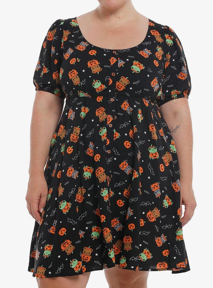 Sweet Society Critter Pumpkon Babydoll Dress Plus