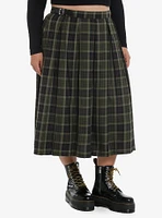 Thorn & Fable Green Plaid Midi Skirt Plus