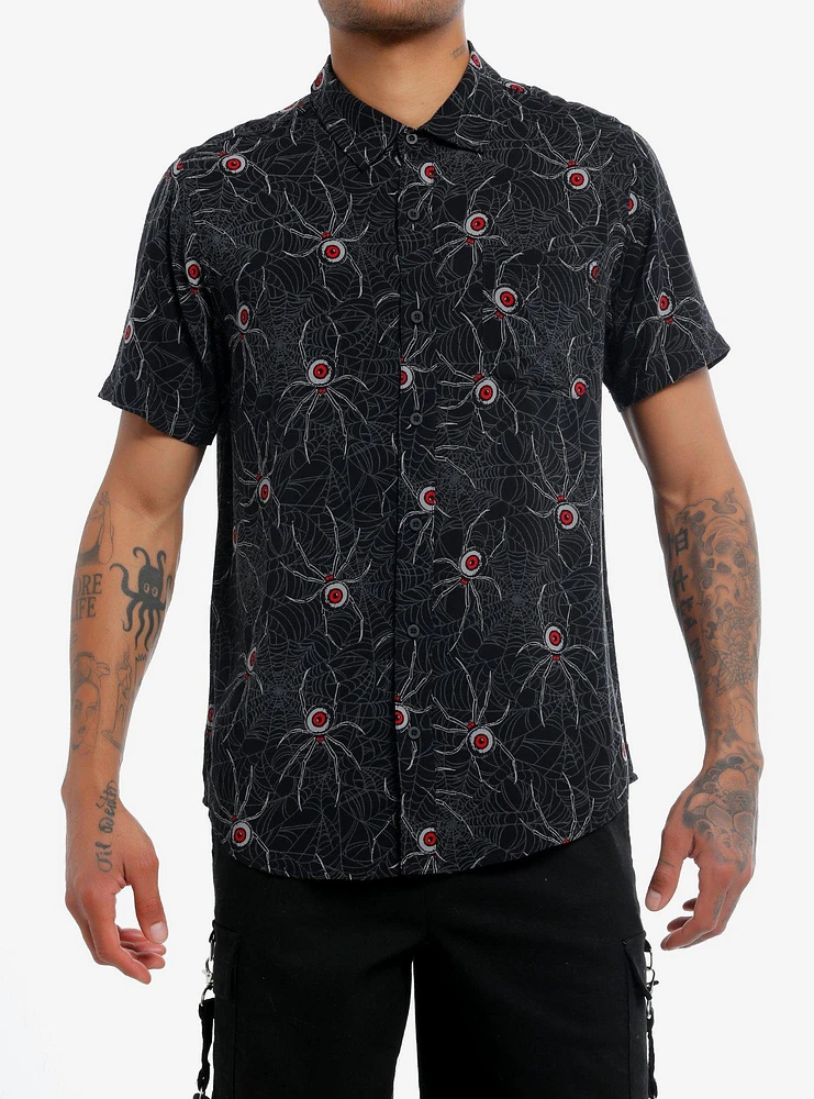 Eyeball Spider Woven Button-Up