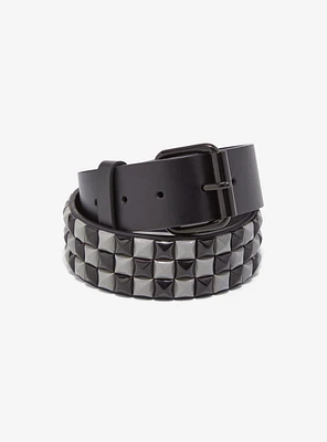 Black & Grey Pyramid Stud Belt