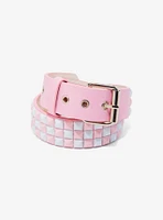 Pastel Pink & White Pyramid Stud Belt