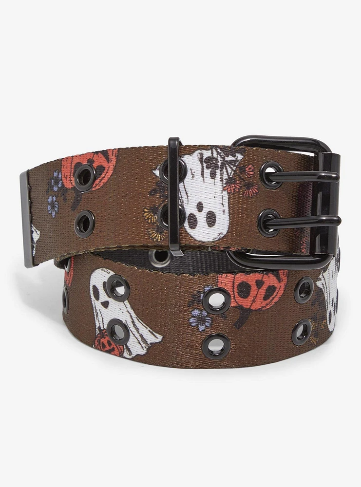 Floral Ghost & Pumpkin 2-Row Grommet Belt