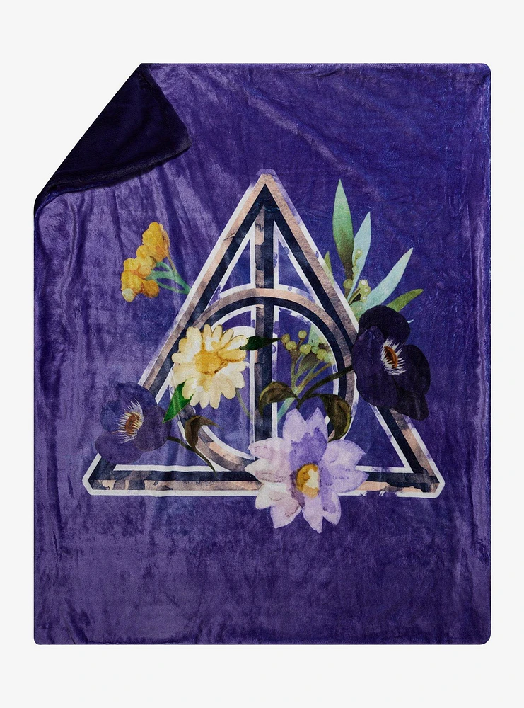 Harry Potter Deathly Hallows Floral Faux Fur Throw — BoxLunch Exclusive