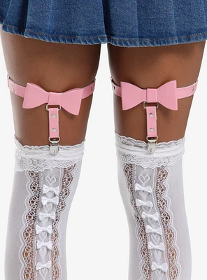 Pink Bow Leg Garter Set