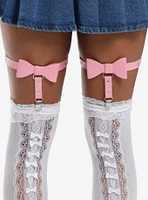 Pink Bow Leg Garter Set