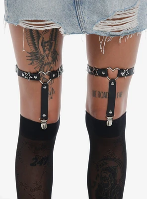 Black Heart Star Leg Garter Set