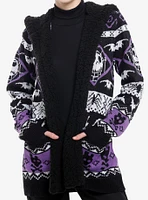 Her Universe The Nightmare Before Christmas Purple Fair Isle Girls Sherpa Cardigan