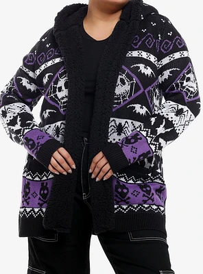 Her Universe The Nightmare Before Christmas Purple Fair Isle Girls Sherpa Cardigan Plus