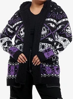 Her Universe The Nightmare Before Christmas Purple Fair Isle Girls Sherpa Cardigan Plus