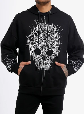 Social Collision Spiderweb Skull Hoodie