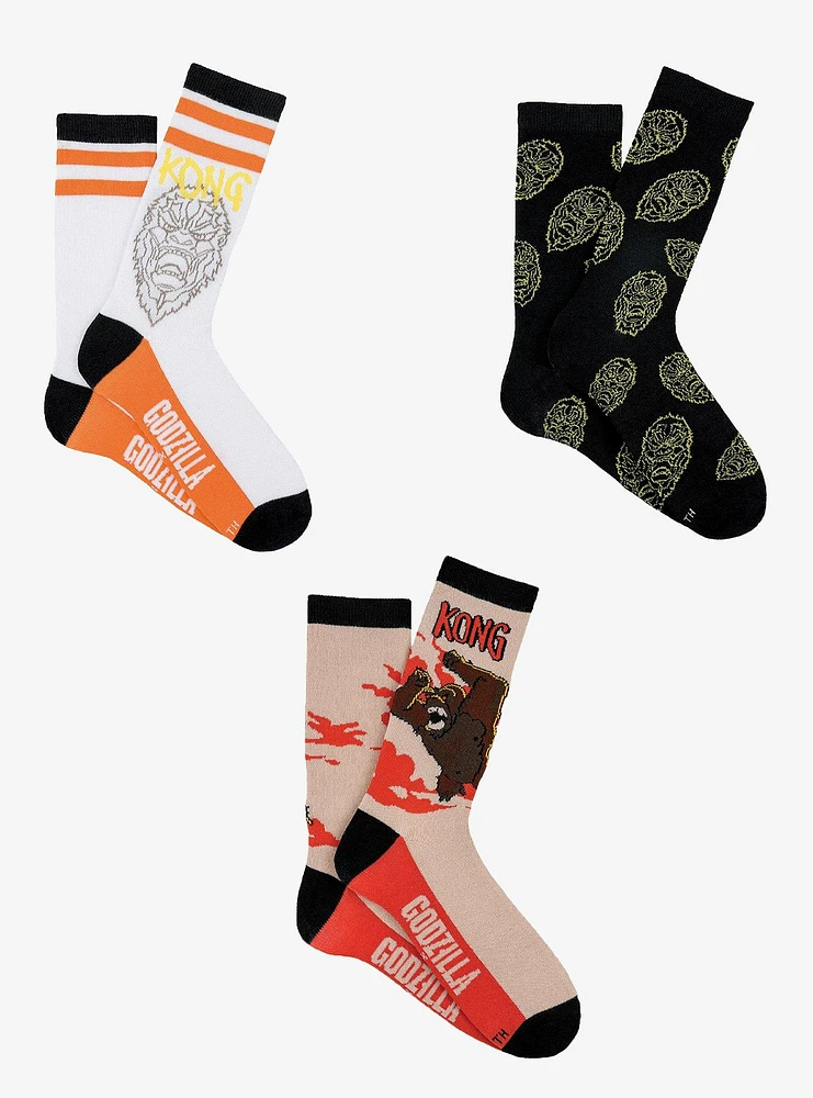 Godzilla x Kong 3 PK Crew Socks Bundle