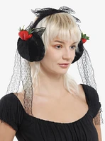 Strawberries & Black Lace Bows Earmuffs