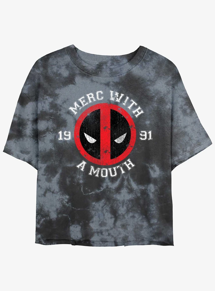 Marvel Deadpool Merc With A Mouth Girls Tie-Dye Crop T-Shirt