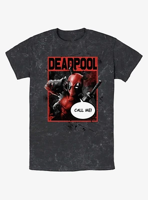 Marvel Deadpool Call Me Poster Mineral Wash T-Shirt