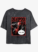 Marvel Deadpool Call Me Poster Girls Mineral Wash Crop T-Shirt