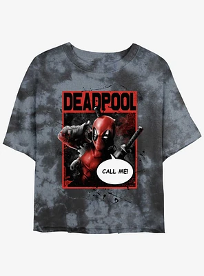 Marvel Deadpool Call Me Poster Girls Tie-Dye Crop T-Shirt