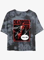 Marvel Deadpool Call Me Poster Girls Tie-Dye Crop T-Shirt