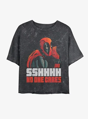 Marvel Deadpool No One Cares Girls Mineral Wash Crop T-Shirt