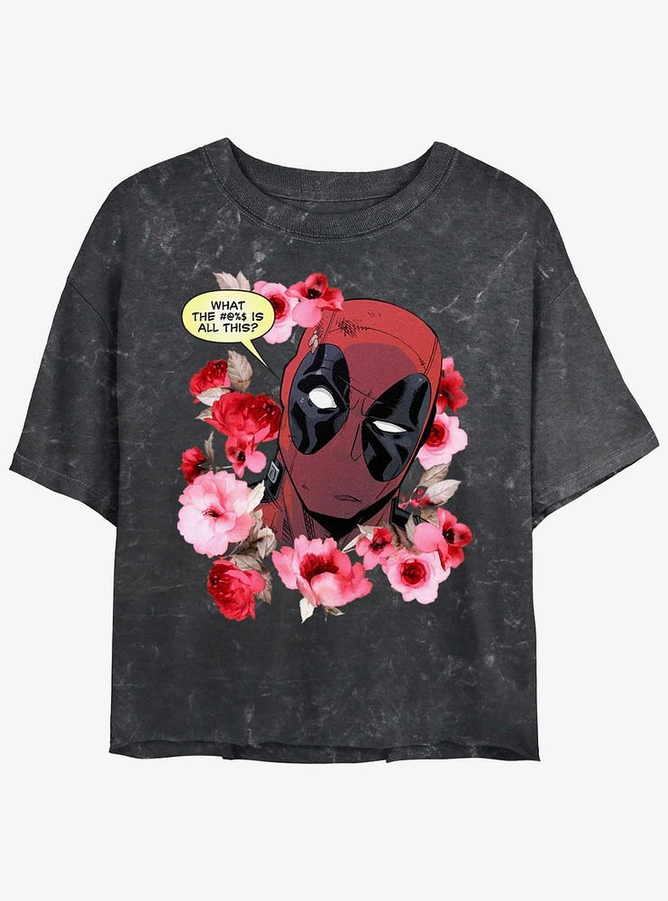 Marvel Deadpool What Is This Girls Mineral Wash Crop T-Shirt