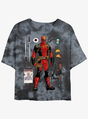 Marvel Deadpool Mercenary Items Girls Tie-Dye Crop T-Shirt