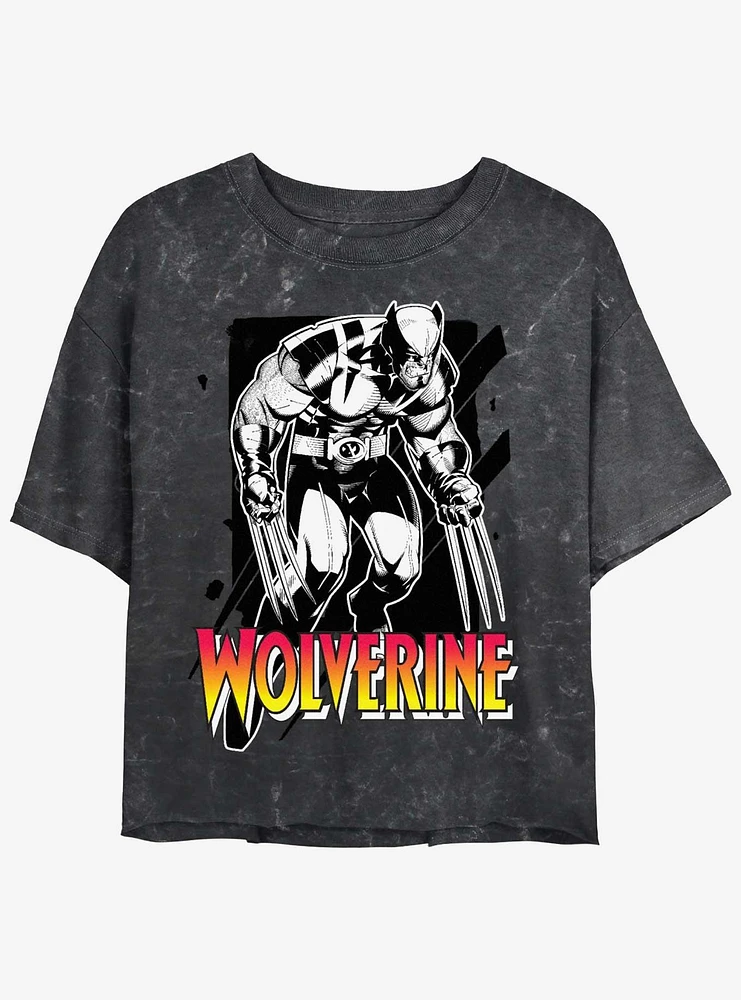 Wolverine Claw Marks Girls Mineral Wash Crop T-Shirt