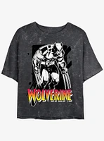 Wolverine Claw Marks Girls Mineral Wash Crop T-Shirt