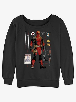 Marvel Deadpool Mercenary Items Girls Slouchy Sweatshirt