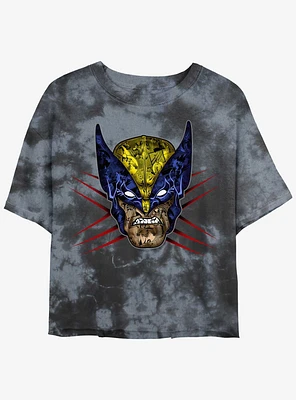 Wolverine Rage Face Girls Tie-Dye Crop T-Shirt