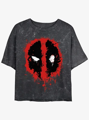 Marvel Deadpool Splatter Dead Eye Girls Mineral Wash Crop T-Shirt